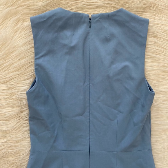 Theory Blue Gray Virgin Wool Crepe Fabric Sleeveless A-Line Raneid Dress - Picture 8 of 11